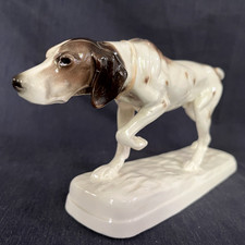 Jugendstil Hertwig & Co Katzhütte Porzellan Figur Pointer Hund 25,5 cm ca. 1920