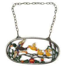 Kühn Zinn Wandbild zum Hängen Flachbild ENTEN Handbemalt Pewter Ducklings