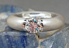 Goldschmiedering massiv + mächtig Moissanit 925 Silber handmade Kiodesign