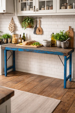 Alter Konsolentisch blau B 170