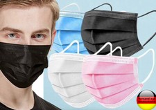 10-200 Mundschutz Einweg Maske mit Nasenbügel Farbwahl schwarz rosa Einmal Maske