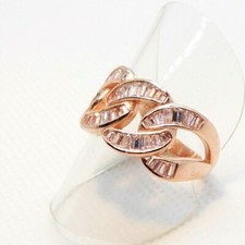 Breiter AAA CZ Baguette Ring 925 Silber 585 Roségold vergoldet 19,1 mm 60