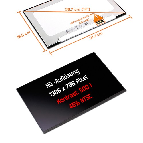 1366x768 wxga hd led - 14",