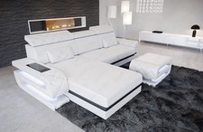Leder Ecksofa Modern Weiß