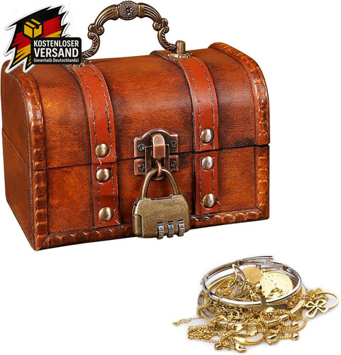 Holz schatztruhe mit schloss - schatztruhe,