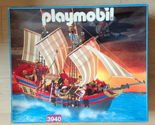 Playmobil Großes Piratenflaggschiff 3940 USA/CDN 3286 + Pirat mit Ruderboot 3937