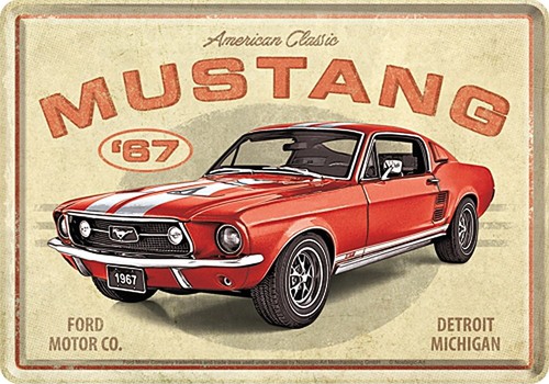 Blechpostkarte ford mustang - blechpostkarte,