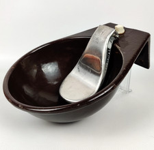 Vintage Pferdetränke – emailliertes Gusseisen Tränkebecken braun 4,3kg