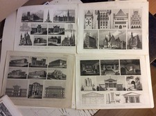 Architektur  Grafikkonvolut  aus Brockhaus Bilder Atlas ca 1870-1880 36 Blatt K1