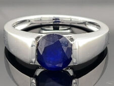 RING GR. 17 (CA.53) AUS 925/-SILBER RHODINIERT MIT SAMBIA SAPHIR SCHMUCKJAGD