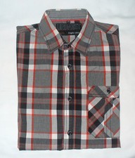 Angelo Litrico * Herren Hemd * Gr. S * grau-weiß-rot kariert * Kurzarm   (2)