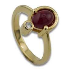 Diamant Rubin Gold Rng 585 14 Kt Gelbgold 0,05 Ct Edelstein Goldring Wert 1950,-