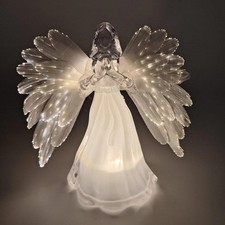 Engel betend aus Acryl mit LED Licht & Timer - Flügel aus Fiberglas