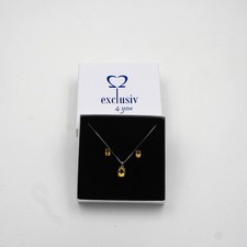 Citrin Edelstein Set oval Anhänger Kette Ohrstecker Sterlingsilber925 Geschenk