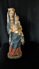große Heiligenfigur Madonna mit Kind Holz / Holzfigur / Skulptur 62 cm (L)
