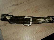Exklusiver, bestickter brauner Ledergürtel Trachtengürtel  80 cm / gesamt 92 cm