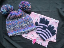 Hello Kitty Schlauchschal+ Bommel-Mütze+ Handschuhe,Einheitsgröße