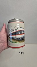 Deutscher Bierkrug mit ICE-Zug