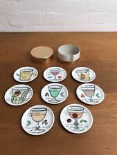 PIERO FORNASETTI 8 Untersetzer Coaster Teller Set Italien Design Cocktail Kunst