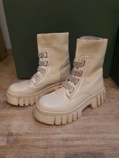 Damen Stiefel Boots Beige 38 Glitzer Modern Ausgefallen Schuhe Outfit 