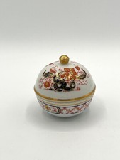 Japanische runde Porzellan Deckeldose Schmuckdose  Kobaltblau Gold- Vintage 70er