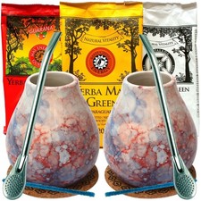 Mate Tee Set für zwei Personen | Yerba Mate Green 3x200g Fruchtige + Zubehör