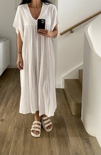 Langes Kleid Lang Maxi Neu Weiß 36 38 40 42 S M L Kleid Lang Musselin