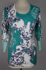 Damen Pullover Oberteil Pulli Meer Ornamente Viskose OVANTI Gr.38,40,42,44