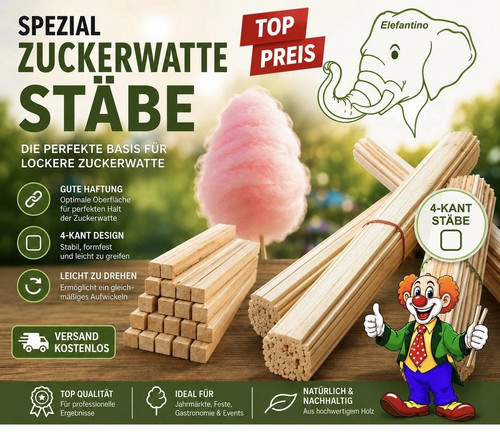 Zuckerwattestäbe 40cm - -,