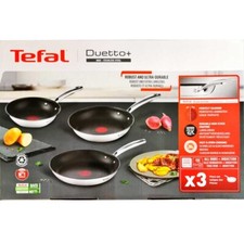 Tefal Duetto Plus Set mit 20cm 24cm 28cm Bratpfannen Edelstahl Titan beschichtet