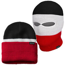 Sturmhaube Mütze 2 in 1 Schwarz Weiß Rot Maske Beanie Balaclava Ultras Hooligans