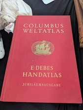 Antiker Columbus Weltatlas E. Debes Handatlas Jubiläumsausgabe 1950er
