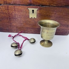 Vintage Messing Altar Ritual Tasse & Tibetischer Tiger Heiligtum Glocken, Wehre das Böse ab