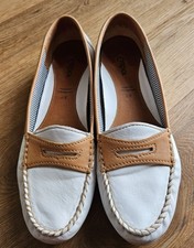 Bequeme + weiche handgenähte Damen Mokassins von GABOR, Weiß Braun, Gr. 9,5