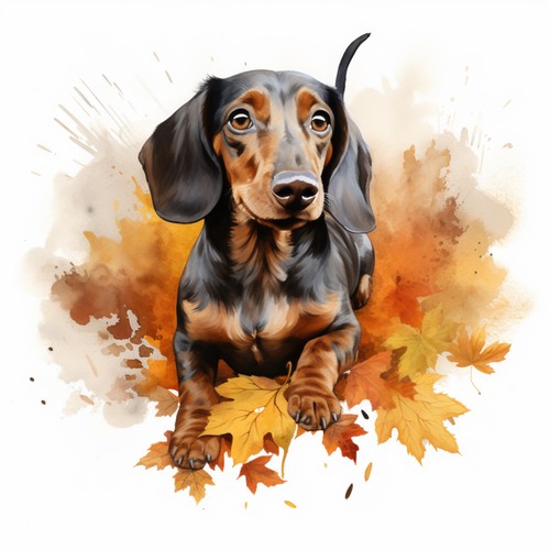 Deko bild dackel hund herbst - dackel,