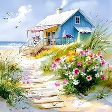 Wandbild Strandhaus Landschaft