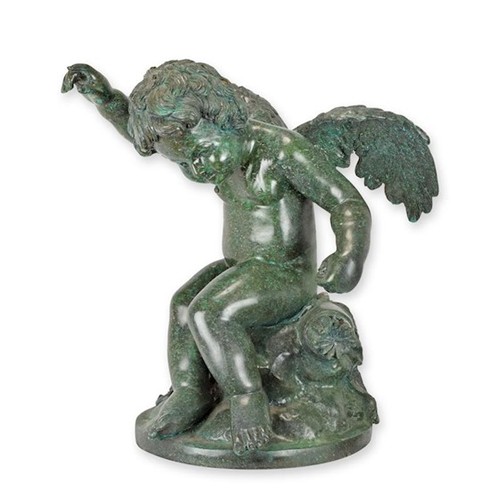 Grüne bronzefigur putte - grüne,