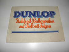 Vintage Dunlop Stahlseil-Ballonreifen auf Tiefbett-Felgen Prospekt (1927)