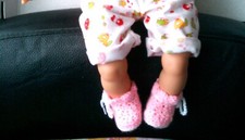 Puppenschuhe, 4 cm Fuß, rosa