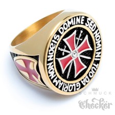 Templer Ring Kreuzritter Siegelring Rotes Tatzenkreuz Kreuz Edelstahl Hochwertig