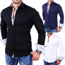 Reslad Herren Hemd Paisley Herrenhemd Hemden Männer Langarmhemd Kontrast RS-7207