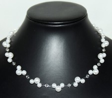 Brautschmuck,Hochzeit Schmuck,Ketten, Kunst-Perlen-Collier-Kette ca.35-60 cm Neu