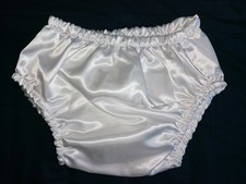 Windelhose / Windelslip Satin Weichfolie Weiß Weiß Gr. M
