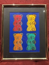 Jürgen Kuhl 4 Gummibären auf Glitzer Pop Art Siebdruck signiert Gummi Bears