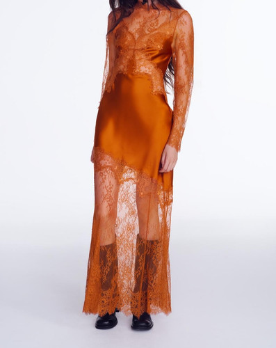 Zara satin kleid mit spitze - mit,