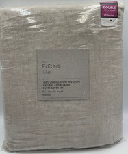 Dunelm The Edited Life Doppel Bettbezug Set in Natur 100% Leinen 200 x 200 cm