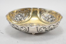 C26S40- WMF Metall Schale versilbert und innen vergoldet Straußenmarke