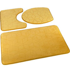 3 Tlg. Set Badematte Badteppich Badvorleger Grau Schwarz Braun Beige Grün Türkis