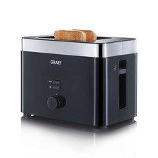 Graef TO62 2-Scheiben-Toaster Schwarz Brötchenaufsatz Auftaufunktion isoliert