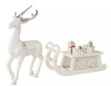Villeroy Boch 2009 Thema "Weiße Weihnachten" Rentier mit Schlitten Schneeflocke